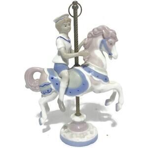 Paul Sebastian Sailor Child On Merry Go Round Horse Figurine Vintage 1990 8.5"